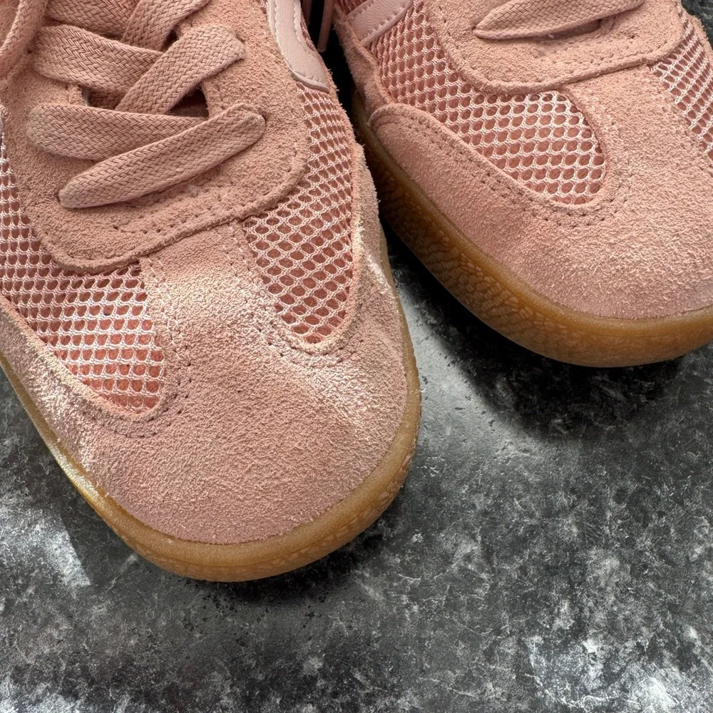 Steve Madden Pink Textile and Leather Trendy Lace Up Sneaker